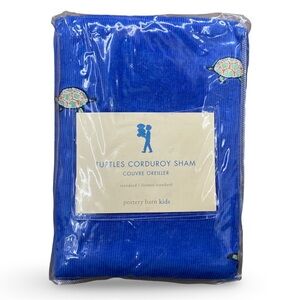 Pottery Barn Kids Blue Turtles Corduroy Standard Sham Embroidered NWT